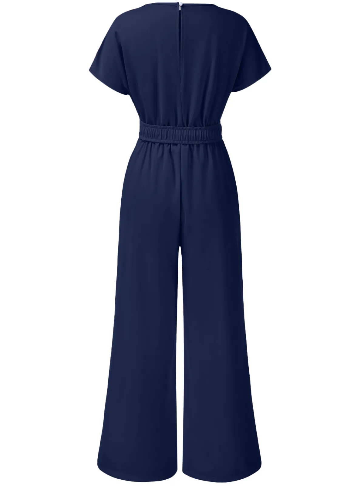 Discount Retro Stage 1950s Solid V-Neck Belted Jumpsuit