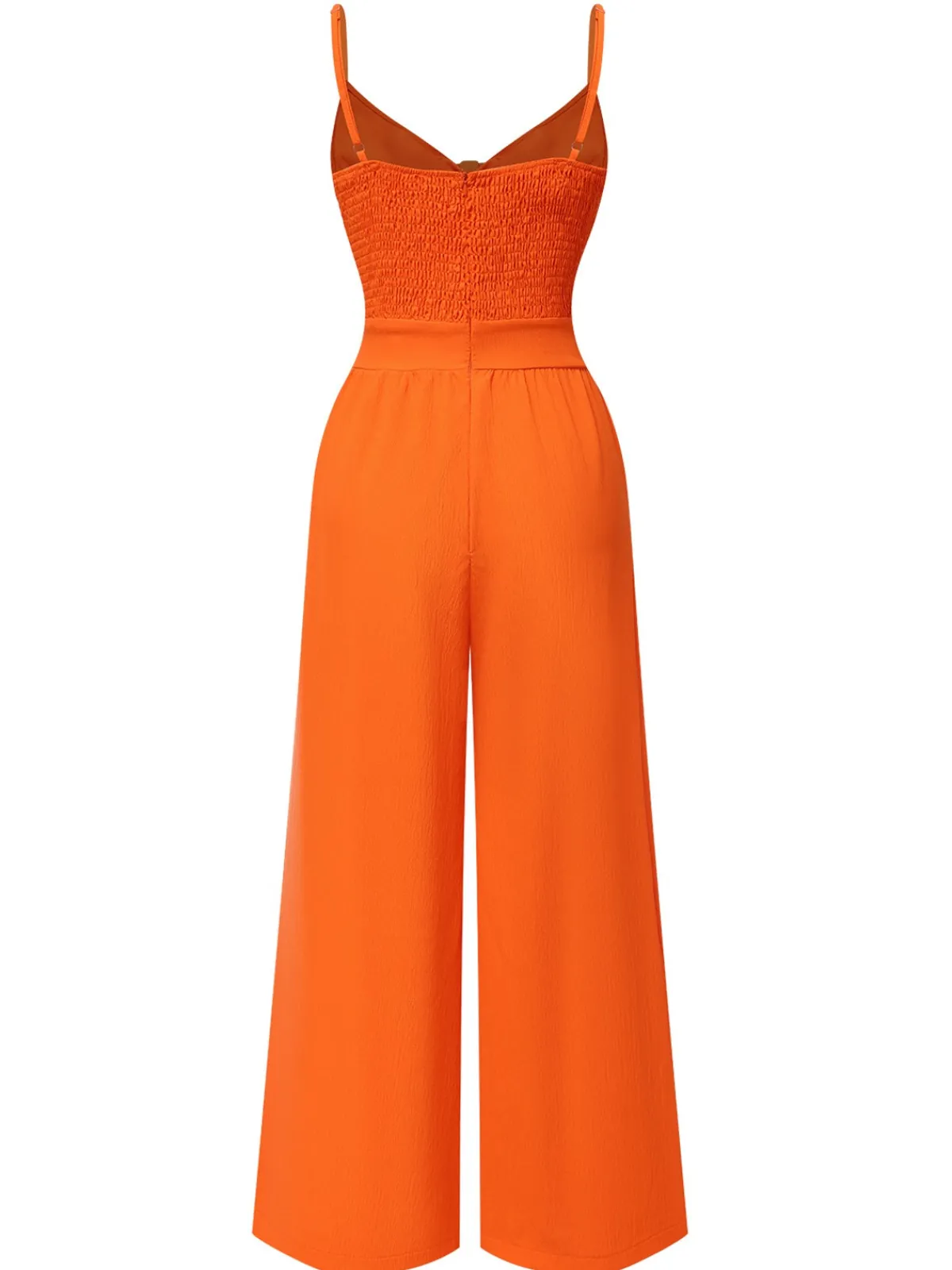 Best Retro Stage 1940s Solid V-Neck Hollow-Out Bow Straps Jumpsuit