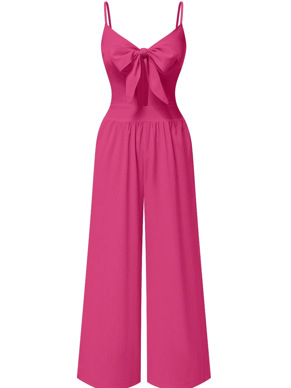 Best Retro Stage 1940s Solid V-Neck Hollow-Out Bow Straps Jumpsuit