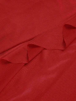 New Retro Stage 1930s Solid V-Neck Ruffle Sheer Nightgown