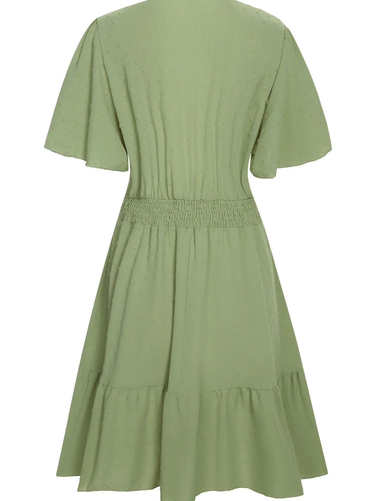 Hot Retro Stage 1970s Solid V-Neck Splicing Lace Flare Dress
