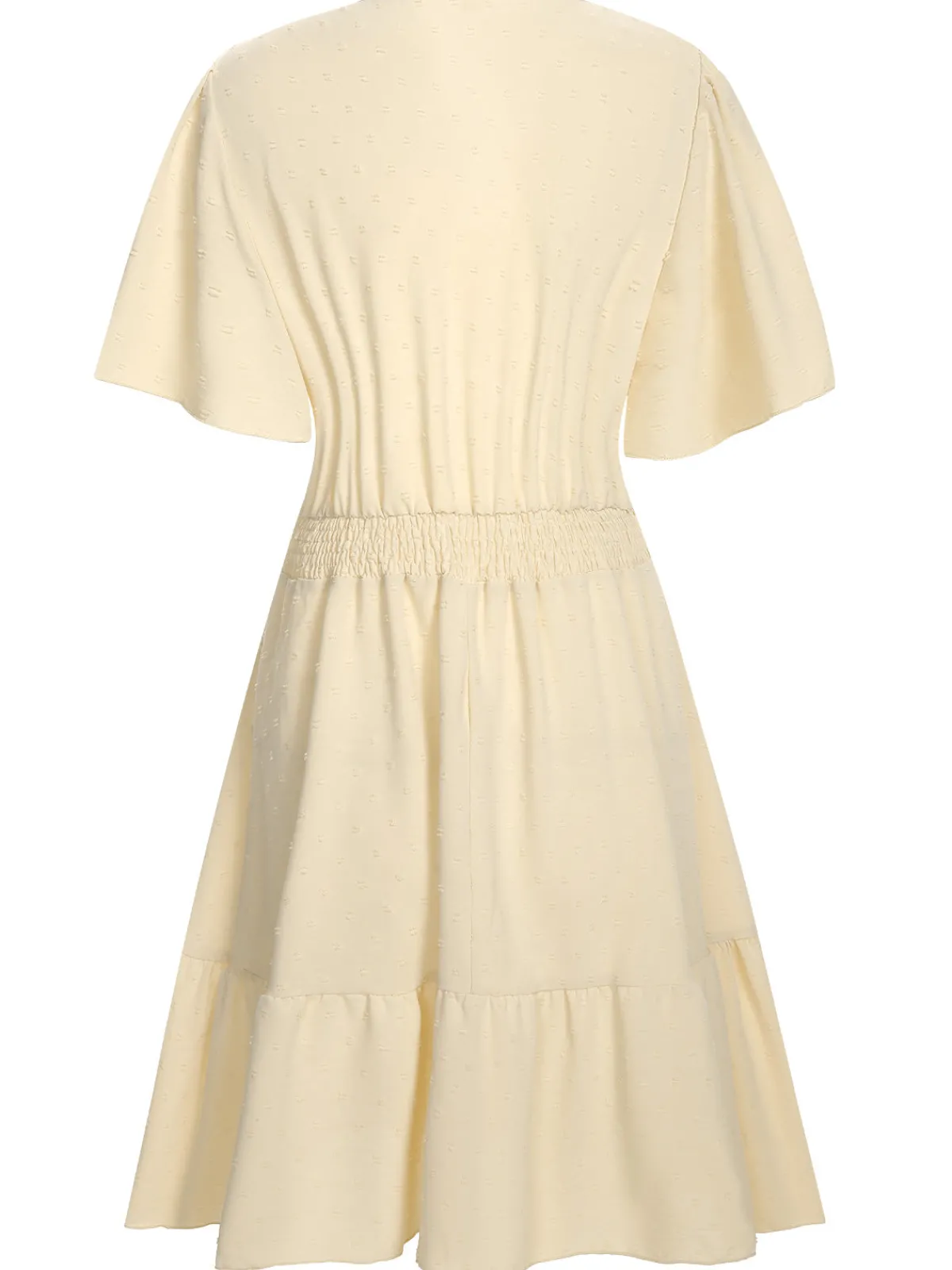 Fashion Retro Stage 1970s Solid V-Neck Splicing Lace Flare Dress