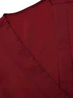 Outlet Retro Stage 1940s Solid V-Neck Waist Tie Blouse