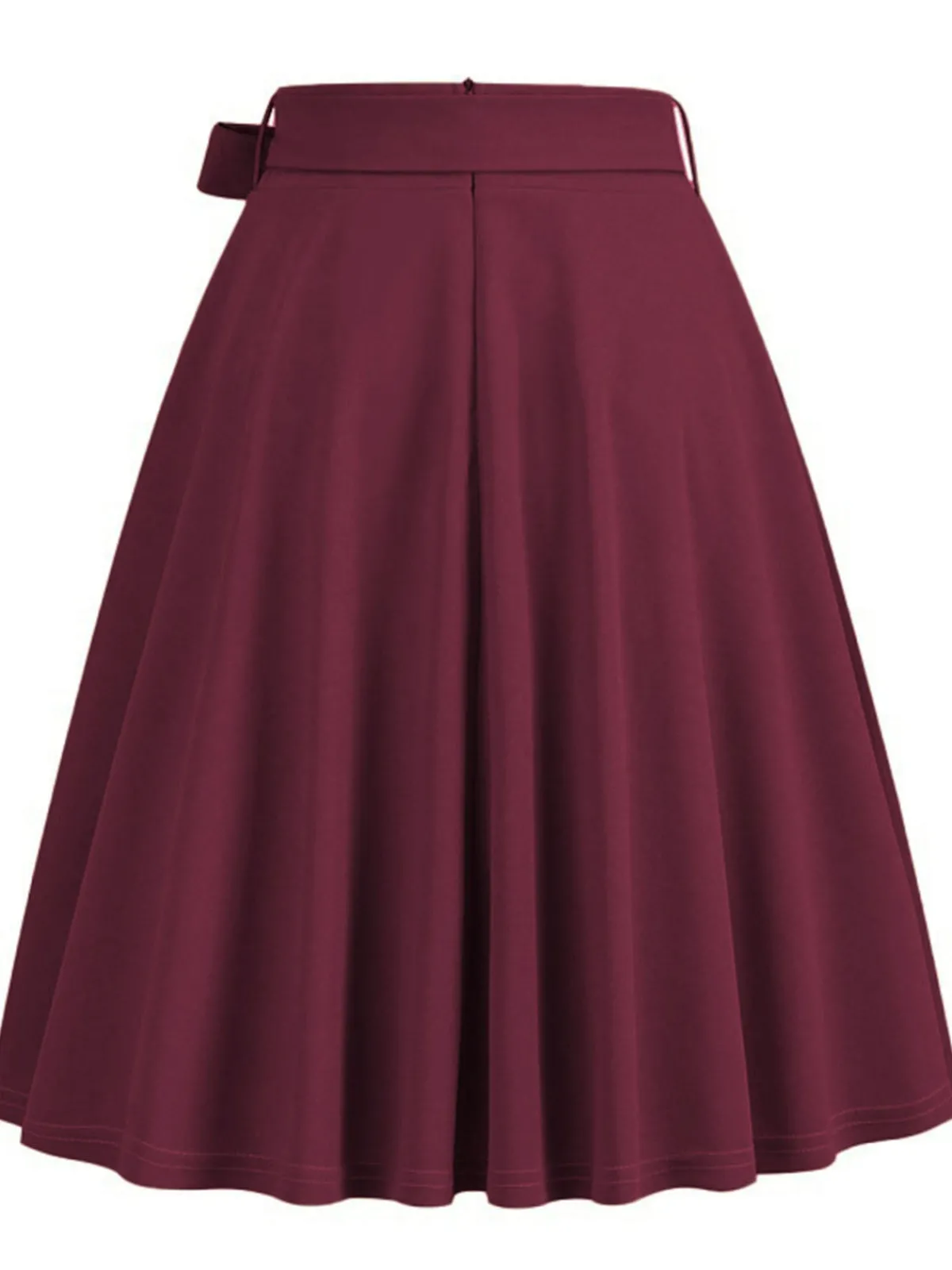 Sale Retro Stage 1950s Solid Waist Tie Swing Skirt