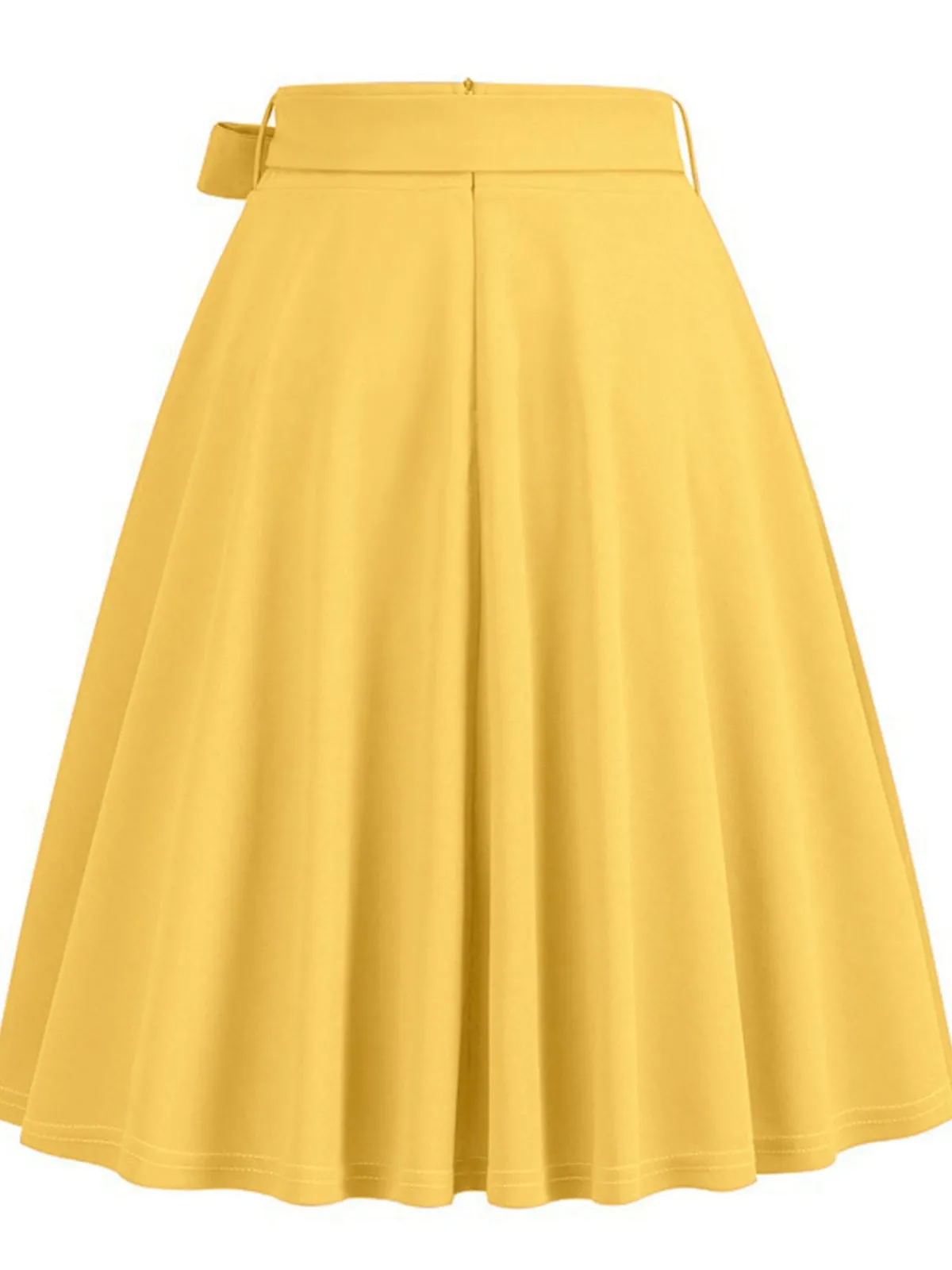 Sale Retro Stage 1950s Solid Waist Tie Swing Skirt