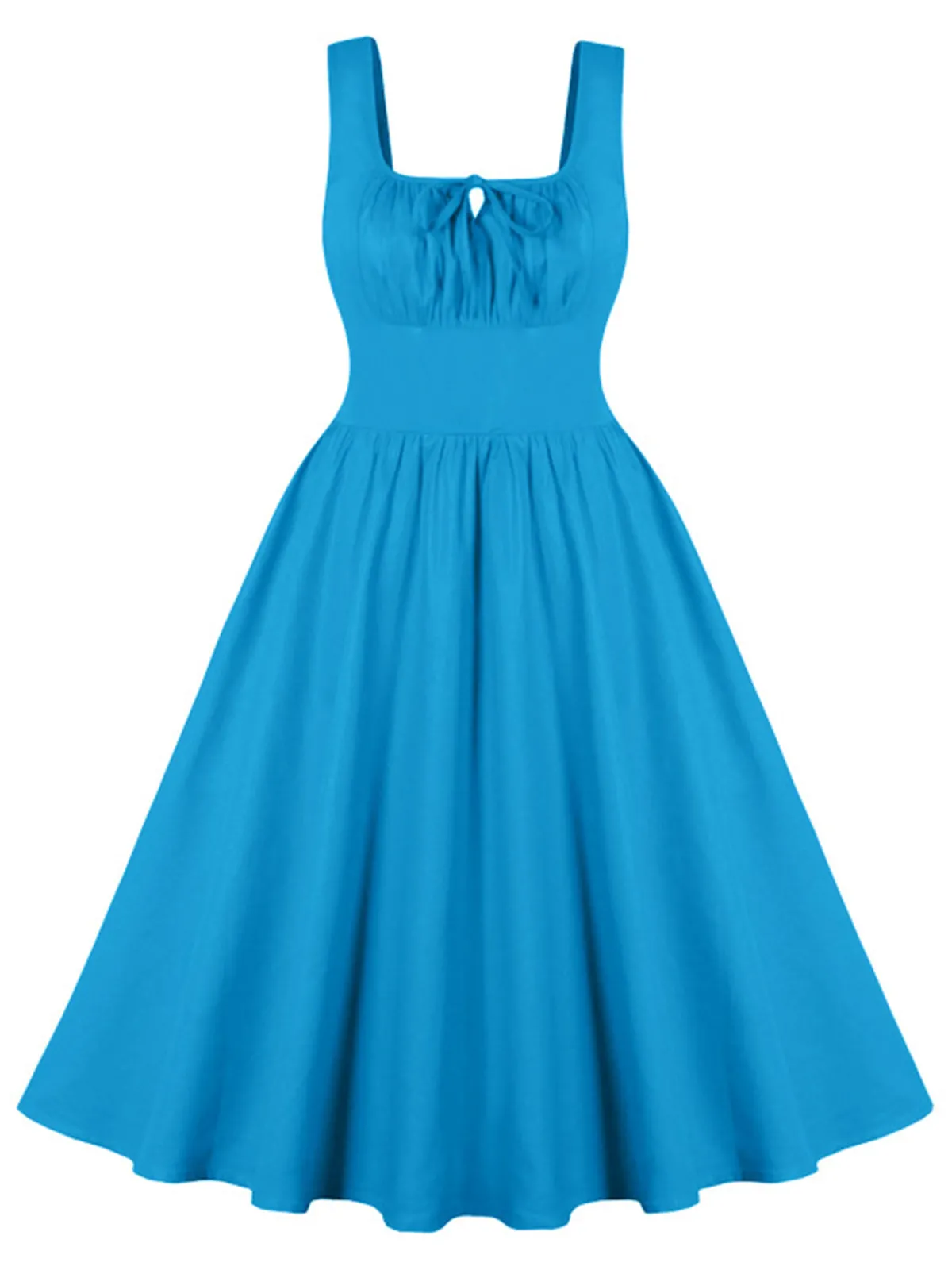 Online Retro Stage 1950s Solid Wide Strap Dress