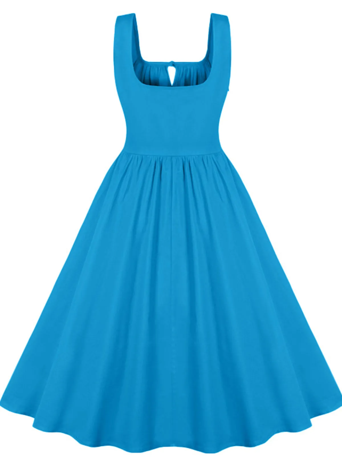 Online Retro Stage 1950s Solid Wide Strap Dress