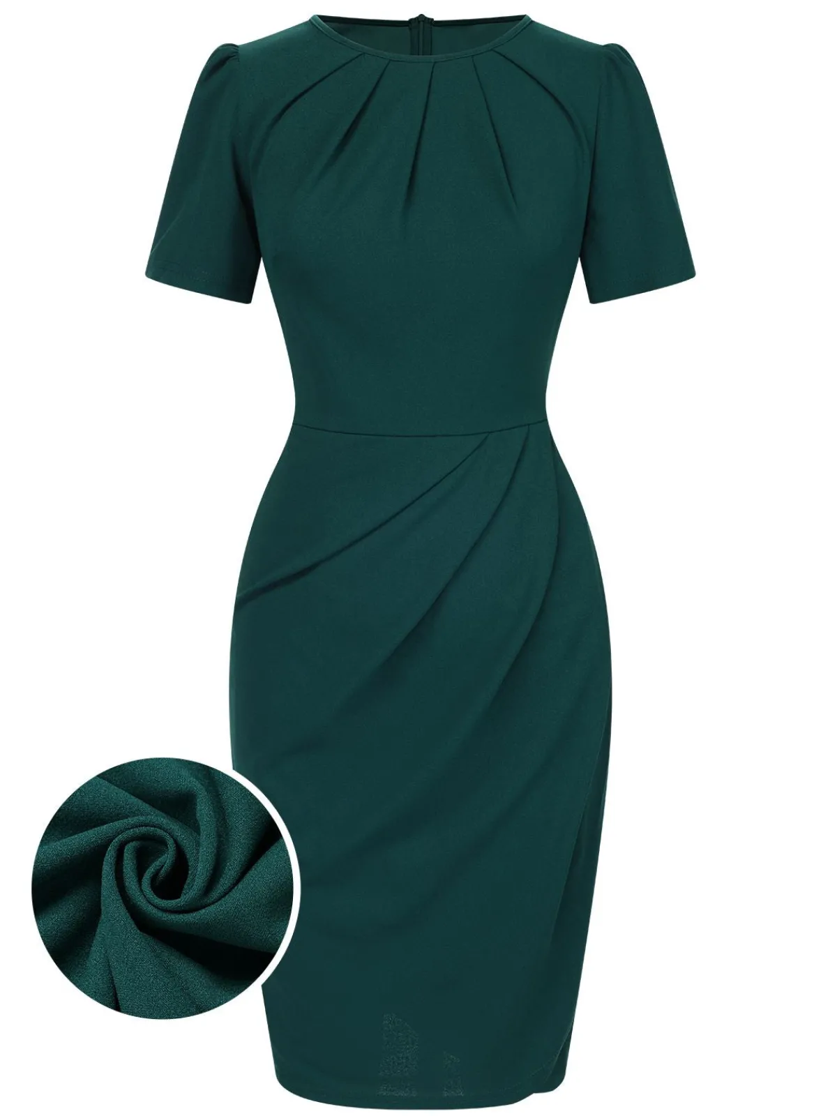 Clearance Retro Stage 1960s Solid Wrinkle Puff Tulip Hem Dress