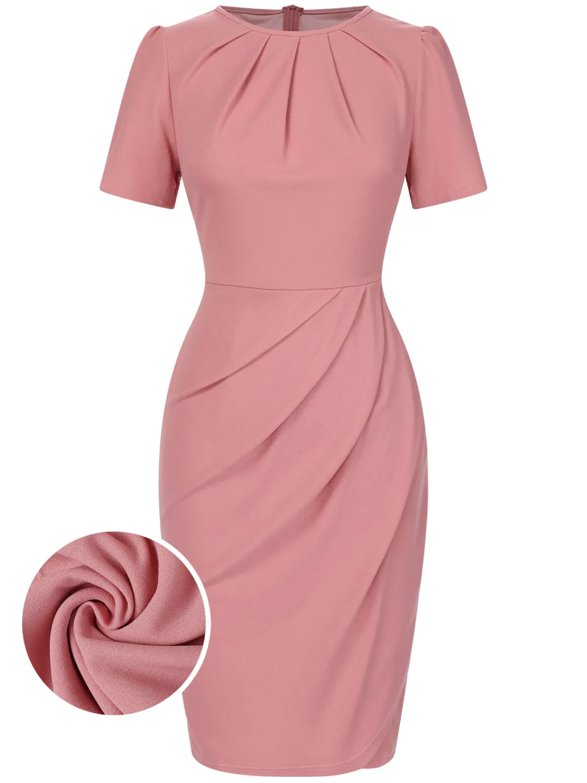Clearance Retro Stage 1960s Solid Wrinkle Puff Tulip Hem Dress
