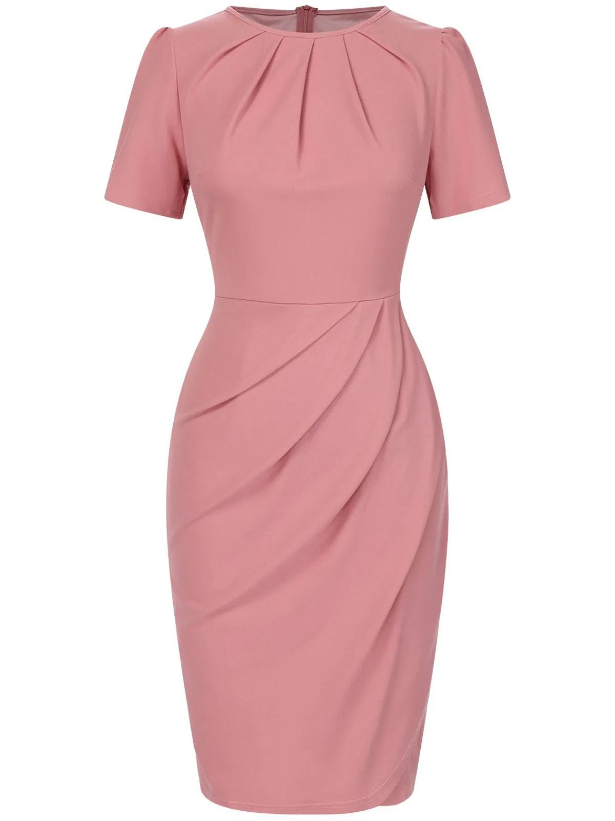 Clearance Retro Stage 1960s Solid Wrinkle Puff Tulip Hem Dress