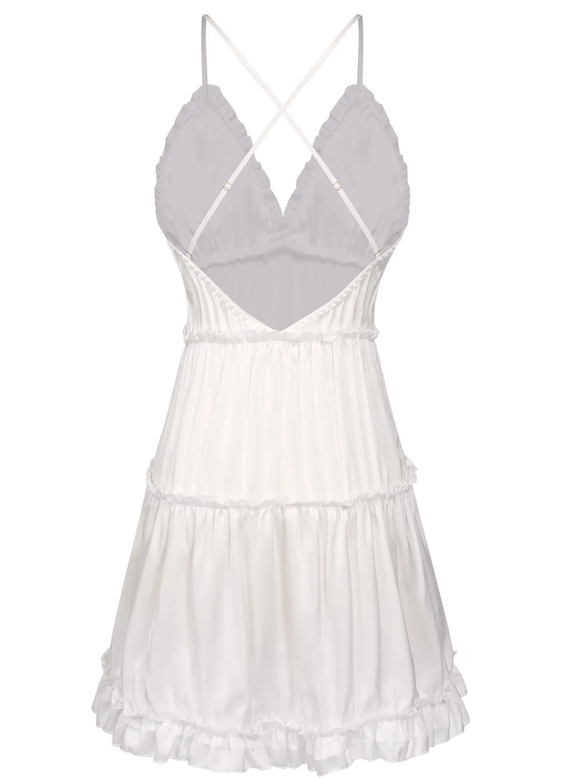 New Retro Stage 1950s Solid Wrinkle Spaghetti Straps Nightgown