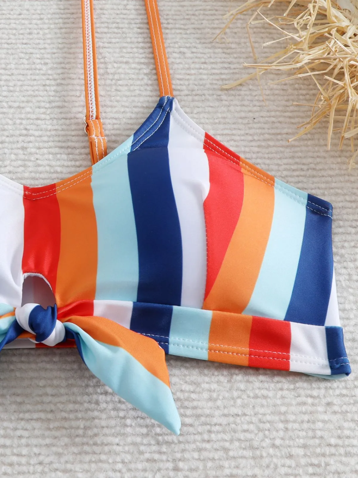 Discount Retro Stage 1940s Spaghetti Strap Bow Contrast Stripes Bikini