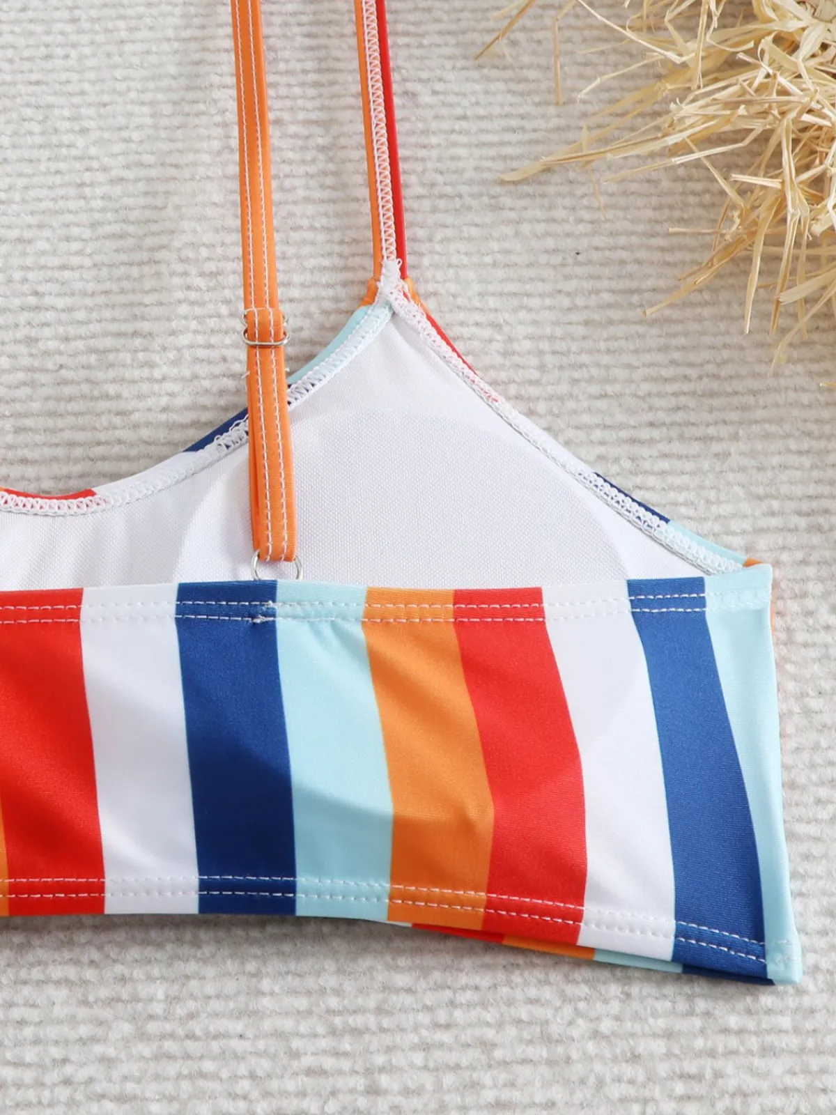 Discount Retro Stage 1940s Spaghetti Strap Bow Contrast Stripes Bikini