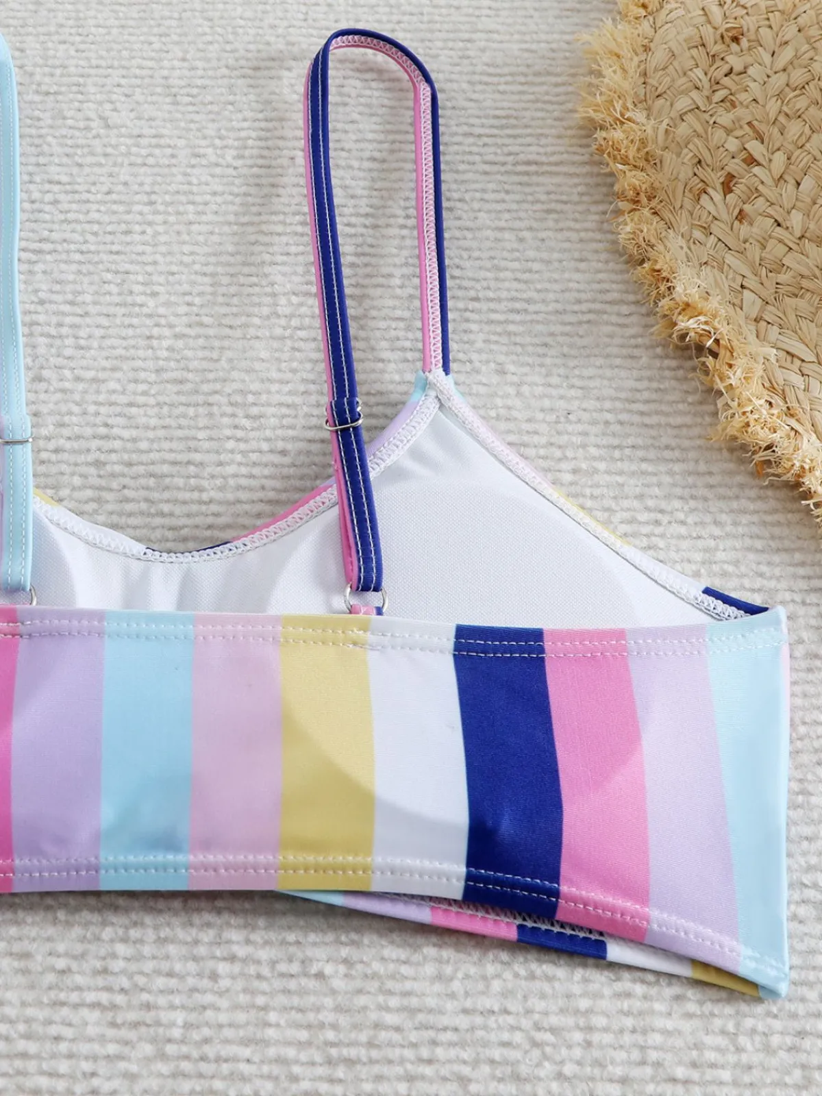 Discount Retro Stage 1940s Spaghetti Strap Bow Contrast Stripes Bikini