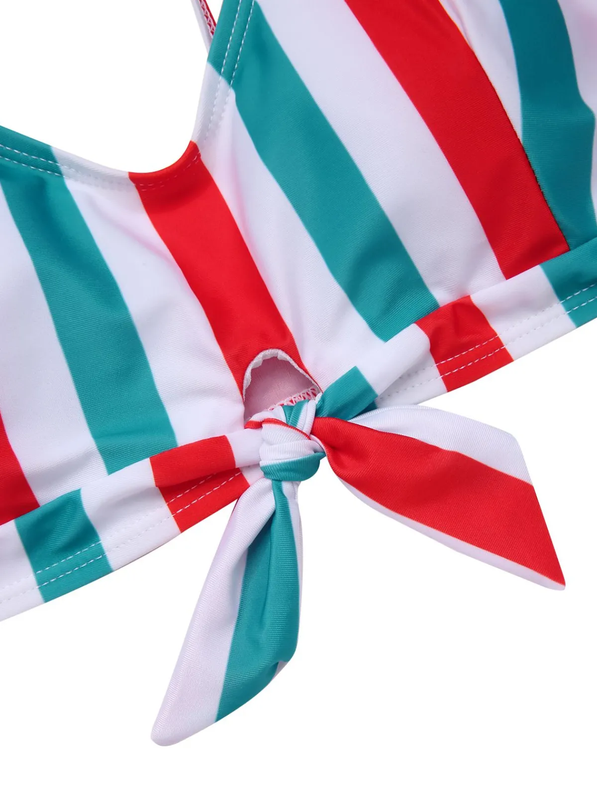 Discount Retro Stage 1940s Spaghetti Strap Bow Contrast Stripes Bikini