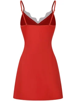 Sale Retro Stage 1970s Spaghetti Strap Bow Lace Patchwork Nightgown