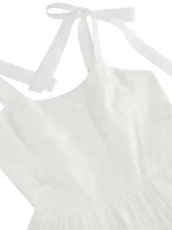 Fashion Retro Stage 1950s Spaghetti Strap Bow Leaves Mesh Dress