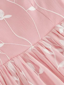 Fashion Retro Stage 1950s Spaghetti Strap Bow Leaves Mesh Dress