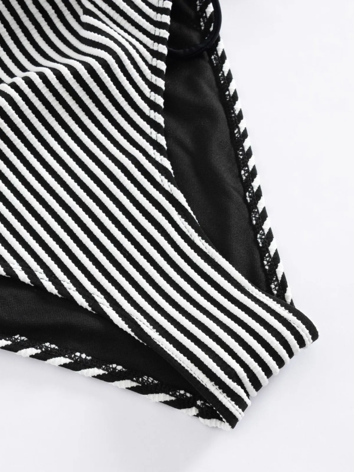 Clearance Retro Stage 1960s Spaghetti Strap Contrast Stripes One-Piece Swimsuit Black