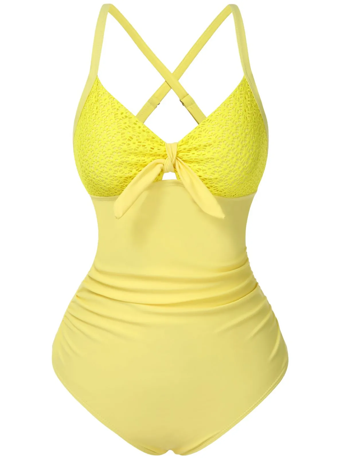 Discount Retro Stage 1950s Spaghetti Strap Cross-Back One-Piece Swimsuit