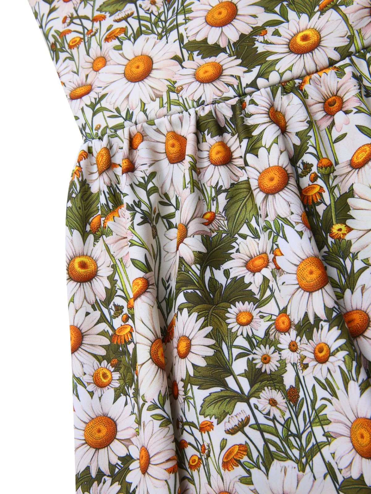 Sale Retro Stage 1950s Spaghetti Strap Daisy Binding Swimdress Yellow & White