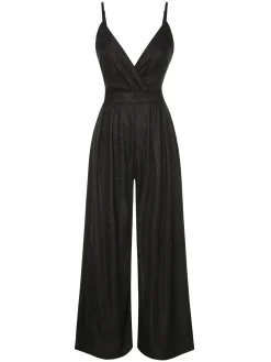 Fashion Retro Stage 1950s Spaghetti Strap Deep V-Neck Jumpsuit