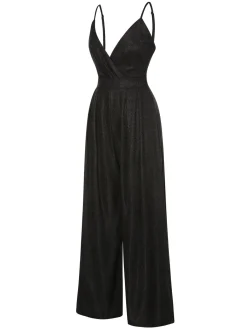 Fashion Retro Stage 1950s Spaghetti Strap Deep V-Neck Jumpsuit