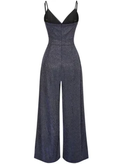 Fashion Retro Stage 1950s Spaghetti Strap Deep V-Neck Jumpsuit