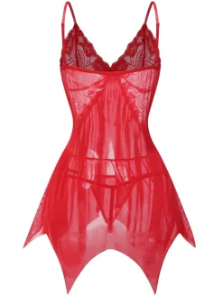 Sale Retro Stage 1950s Spaghetti Strap Lace Mesh Nightgown