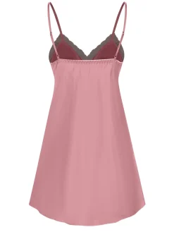 Fashion Retro Stage 1970s Spaghetti Strap Lace Patchwork Nightgown