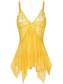 New Retro Stage 1970s Spaghetti Strap Lace Sheer Sleepwear