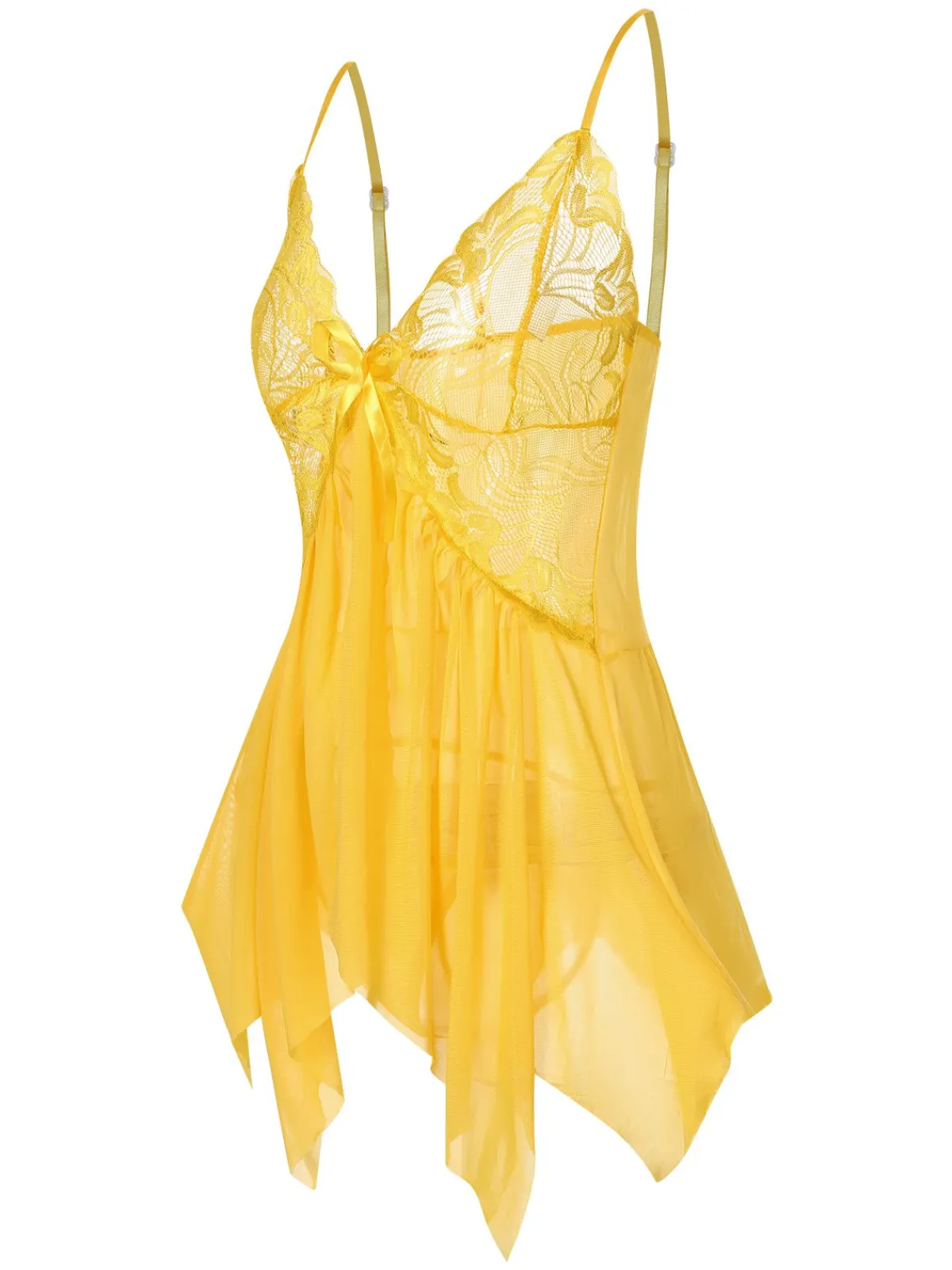 New Retro Stage 1970s Spaghetti Strap Lace Sheer Sleepwear