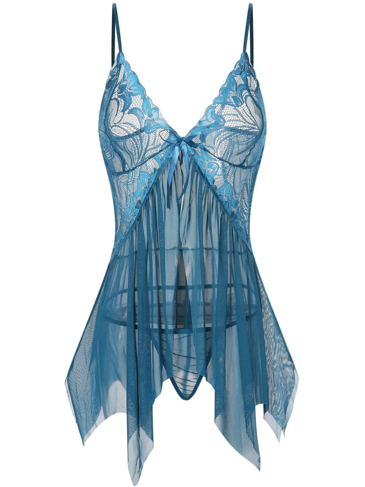 New Retro Stage 1970s Spaghetti Strap Lace Sheer Sleepwear