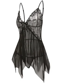 New Retro Stage 1970s Spaghetti Strap Lace Sheer Sleepwear