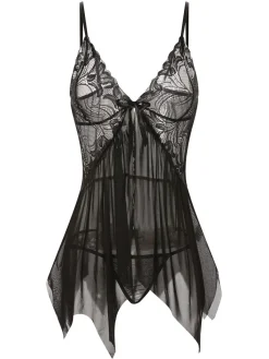 Online Retro Stage 1970s Spaghetti Strap Lace Sheer Sleepwear