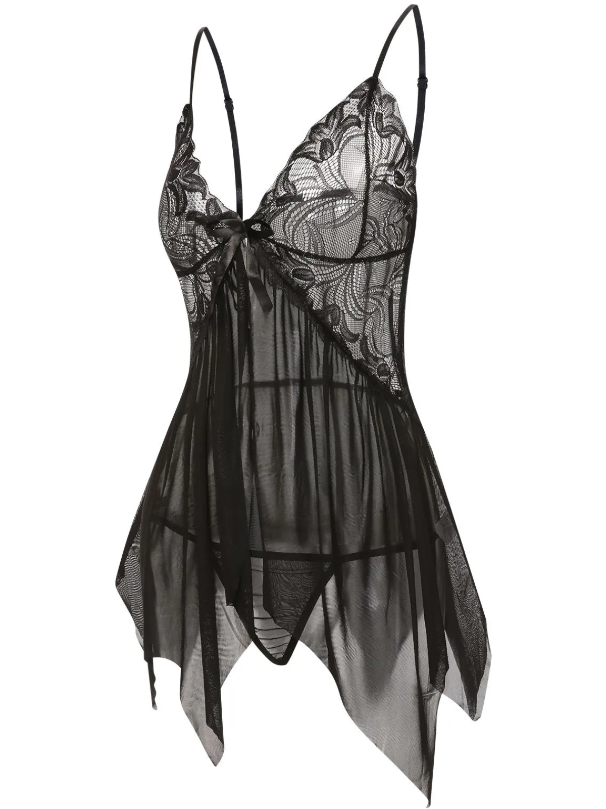 Online Retro Stage 1970s Spaghetti Strap Lace Sheer Sleepwear