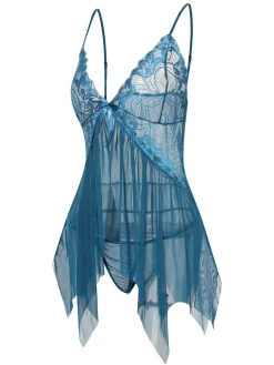 Clearance Retro Stage 1970s Spaghetti Strap Lace Sheer Sleepwear