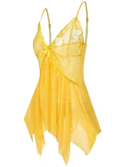 Clearance Retro Stage 1970s Spaghetti Strap Lace Sheer Sleepwear