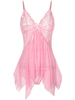 Clearance Retro Stage 1970s Spaghetti Strap Lace Sheer Sleepwear