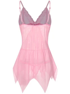 Clearance Retro Stage 1970s Spaghetti Strap Lace Sheer Sleepwear