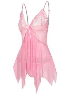 Clearance Retro Stage 1970s Spaghetti Strap Lace Sheer Sleepwear