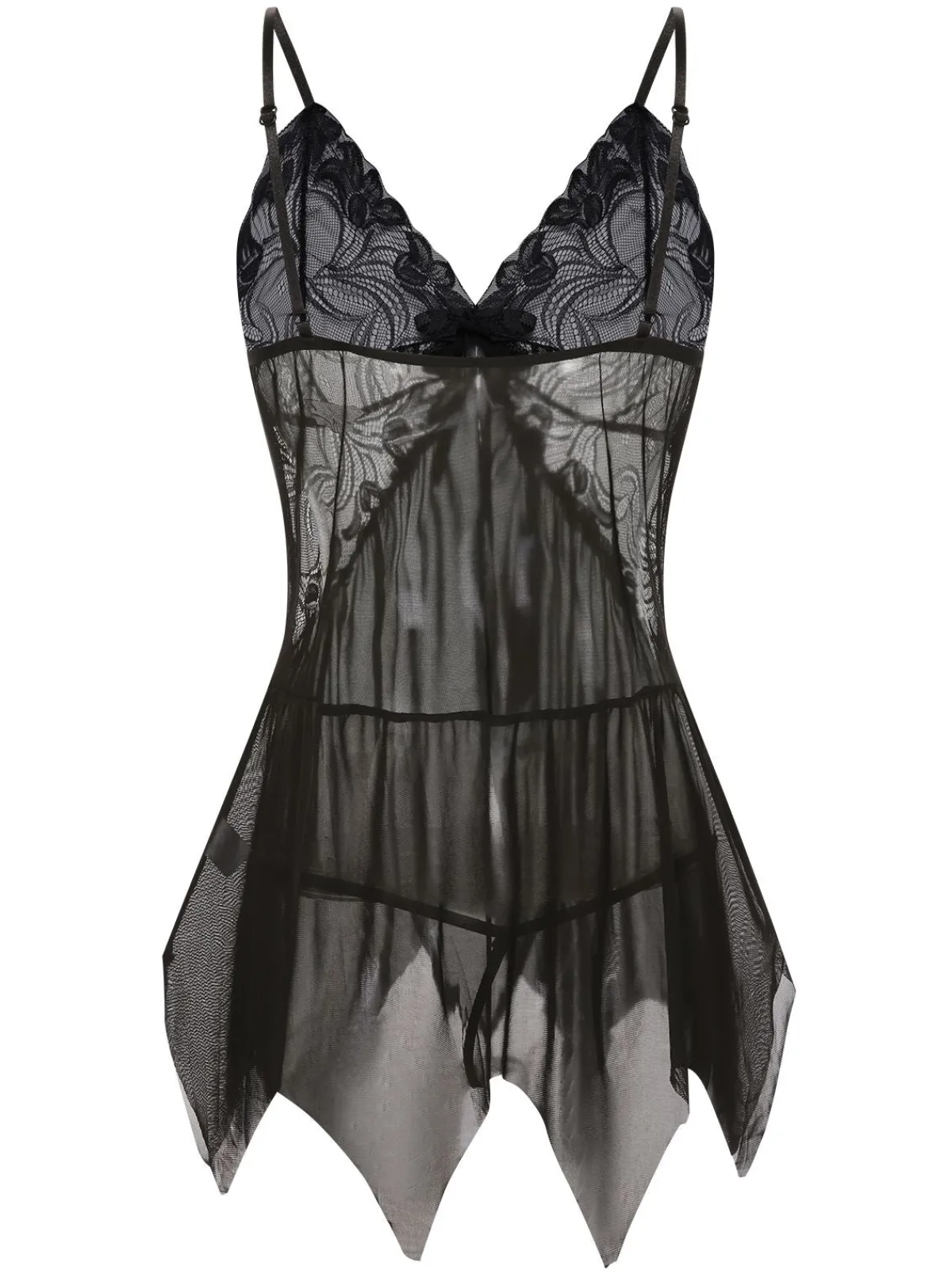 Clearance Retro Stage 1970s Spaghetti Strap Lace Sheer Sleepwear