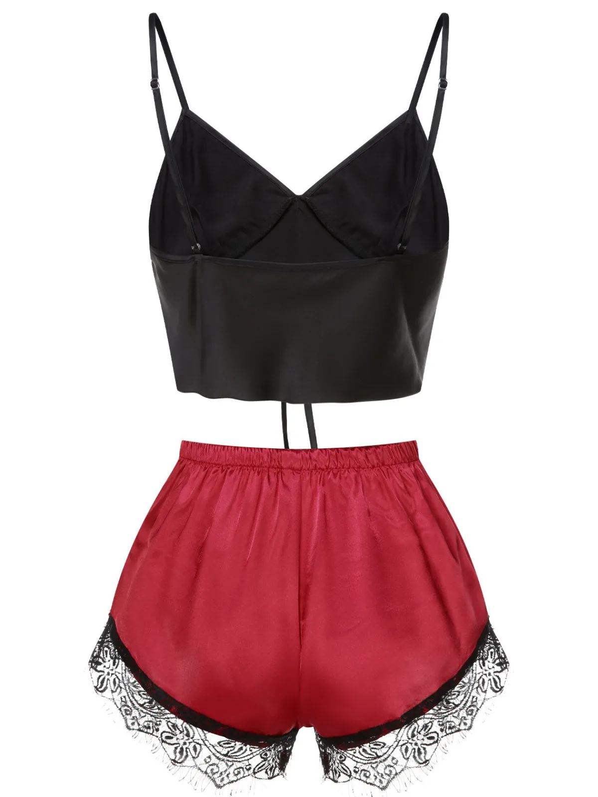 Clearance Retro Stage 1950s Spaghetti Strap Lace Sleepwear Black & Red