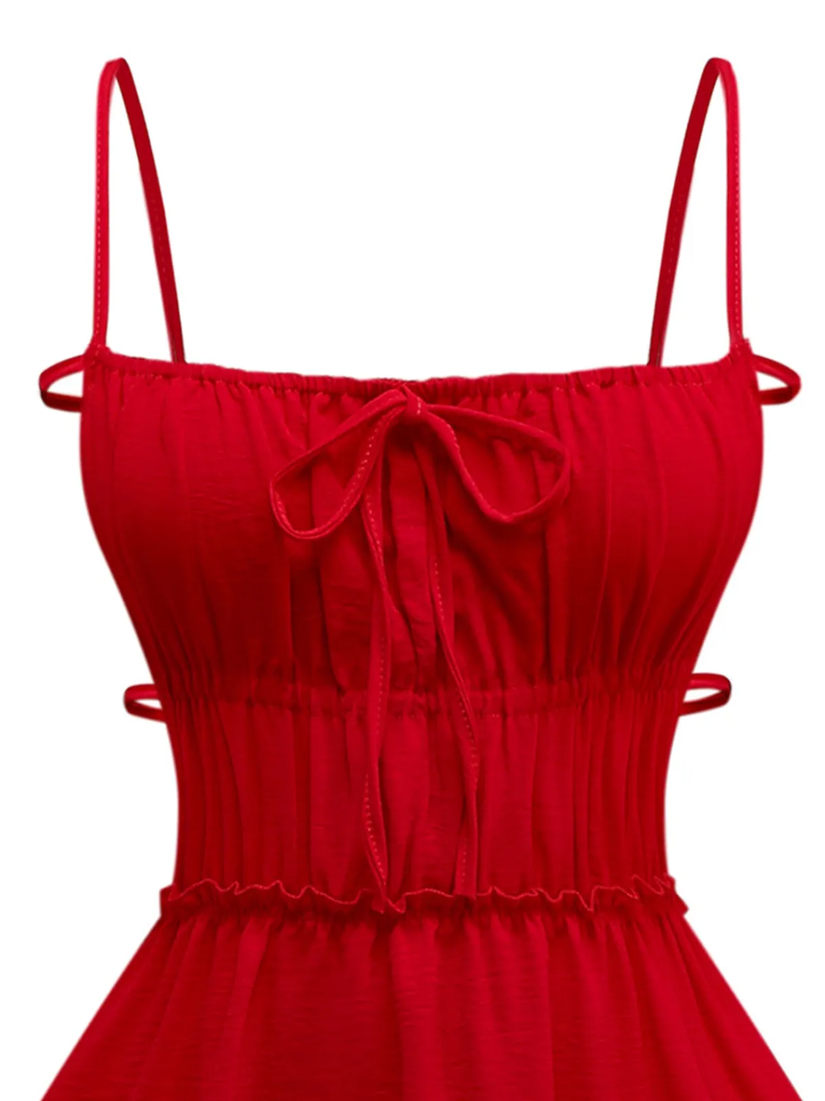 Sale Retro Stage 1950s Spaghetti Strap Lace-Up Backless Skater Dress