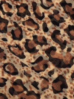 New Retro Stage 1940s Spaghetti Strap Leopard Lace Nightgown Brown
