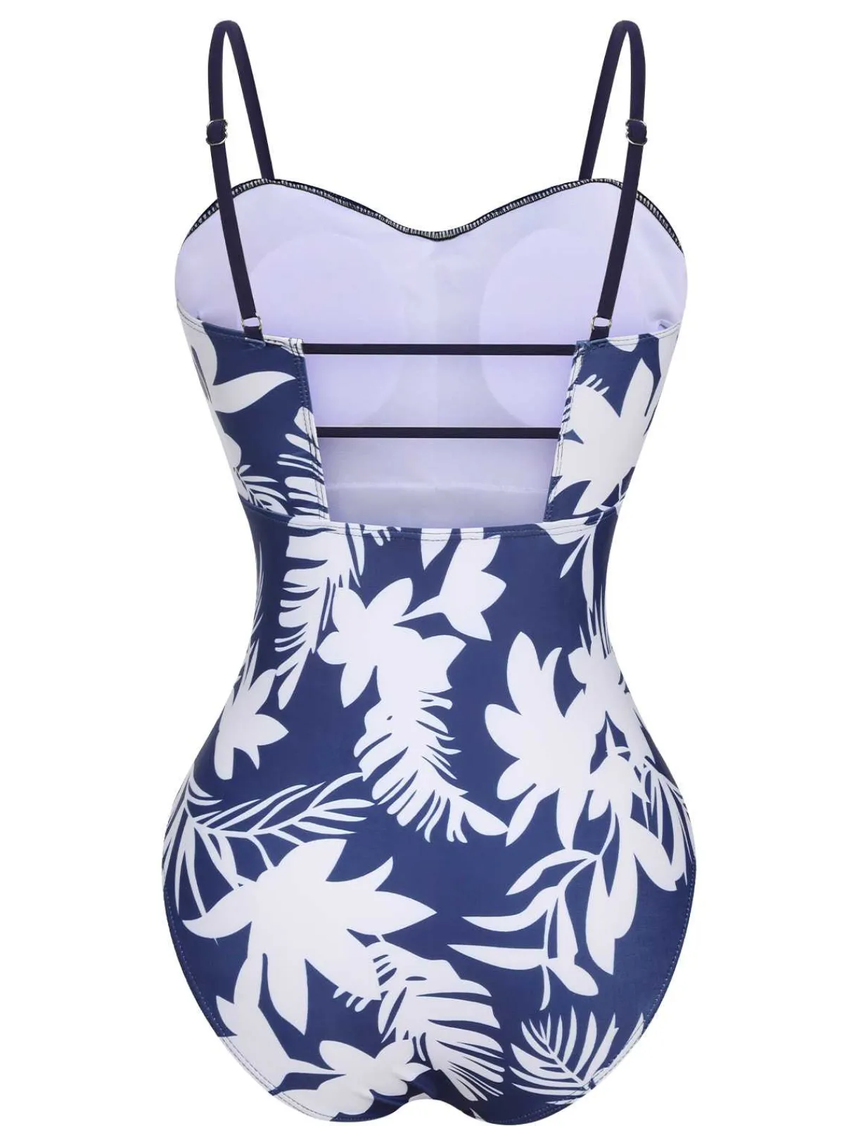New Retro Stage 1960s Spaghetti Strap Plants Solid One-Piece Swimsuit