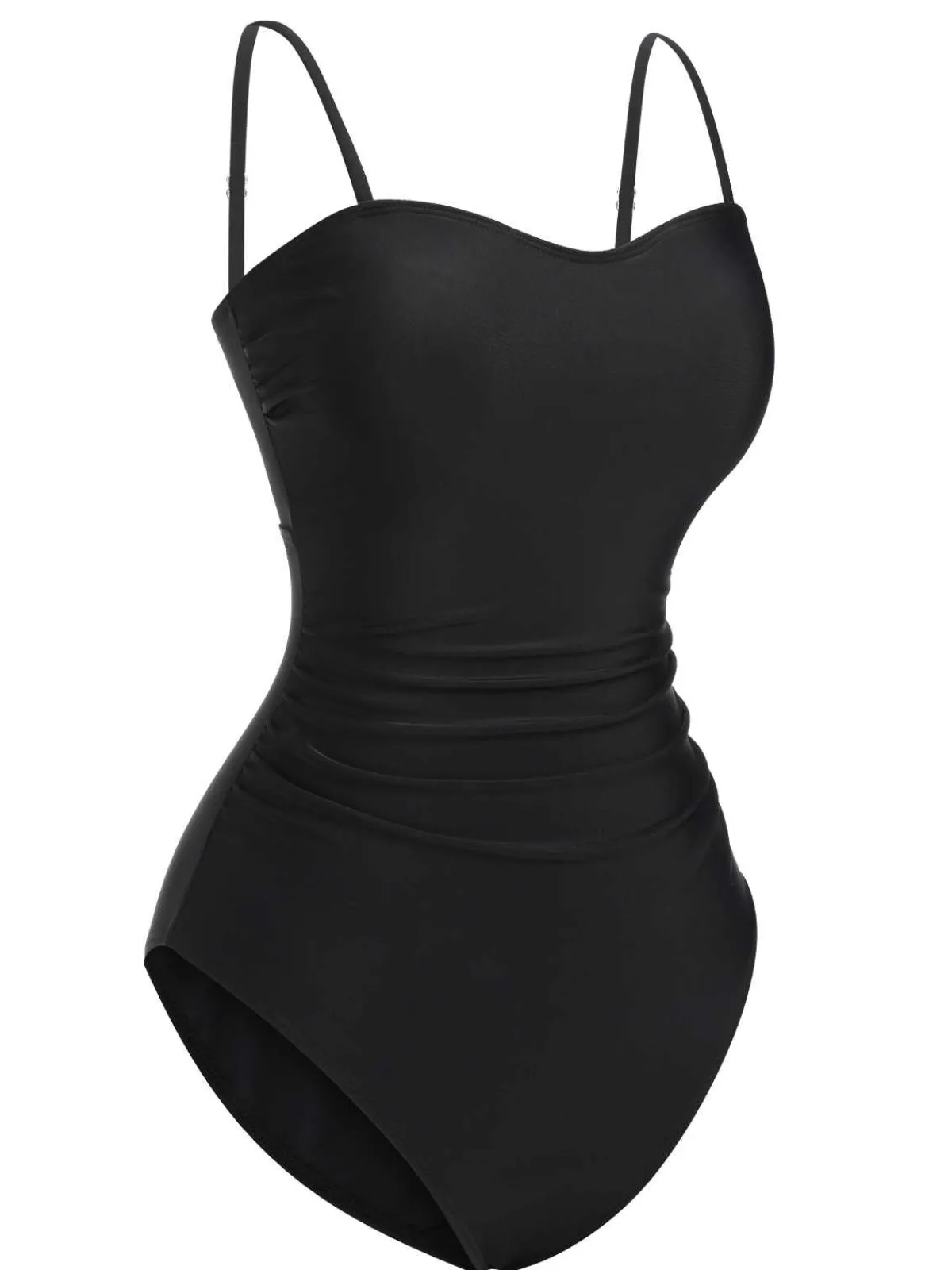 New Retro Stage 1960s Spaghetti Strap Plants Solid One-Piece Swimsuit