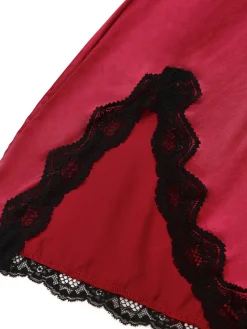 Fashion Retro Stage 1960s Spaghetti Strap Satin Lace Nightgown