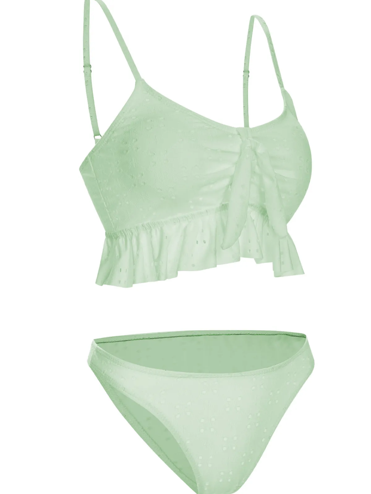 Hot Retro Stage 1950s Spaghetti Strap Solid Ruffles Swimsuit & Cover-Up