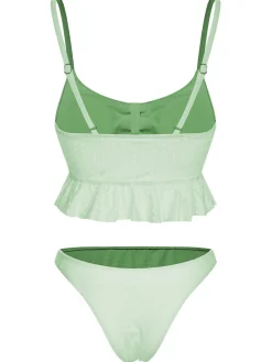 Hot Retro Stage 1950s Spaghetti Strap Solid Ruffles Swimsuit & Cover-Up